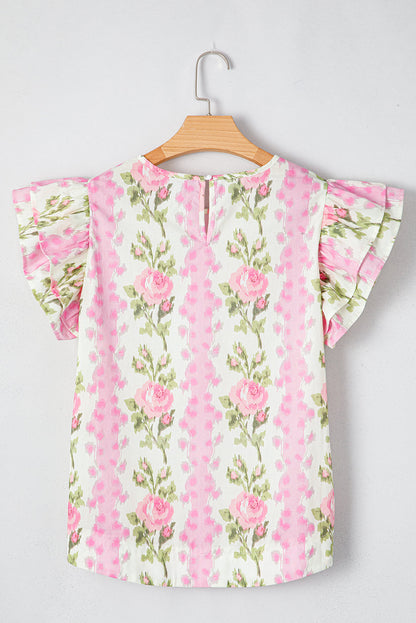 Floral Ruffle Short Sleeve Top