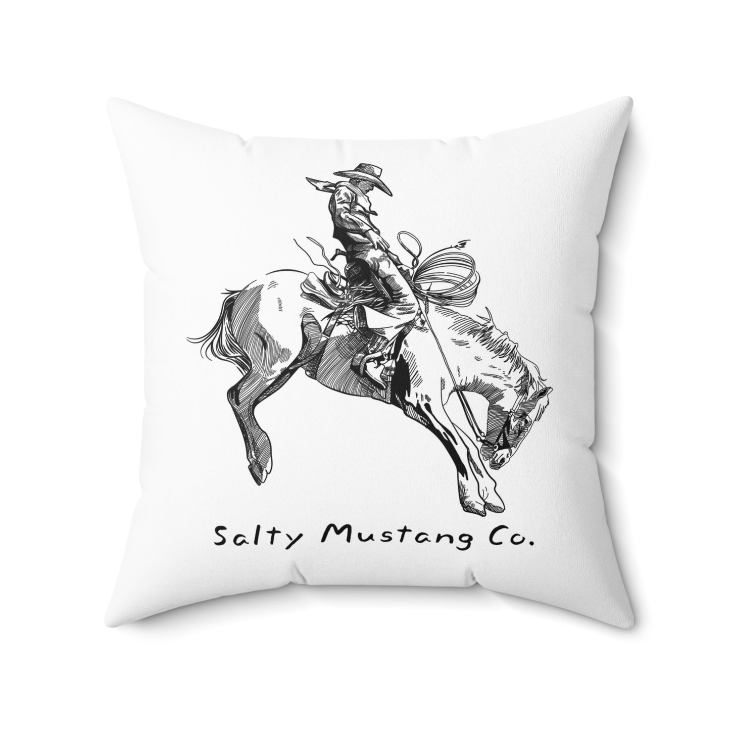 Bucking Horse Faux Suede Square Pillow