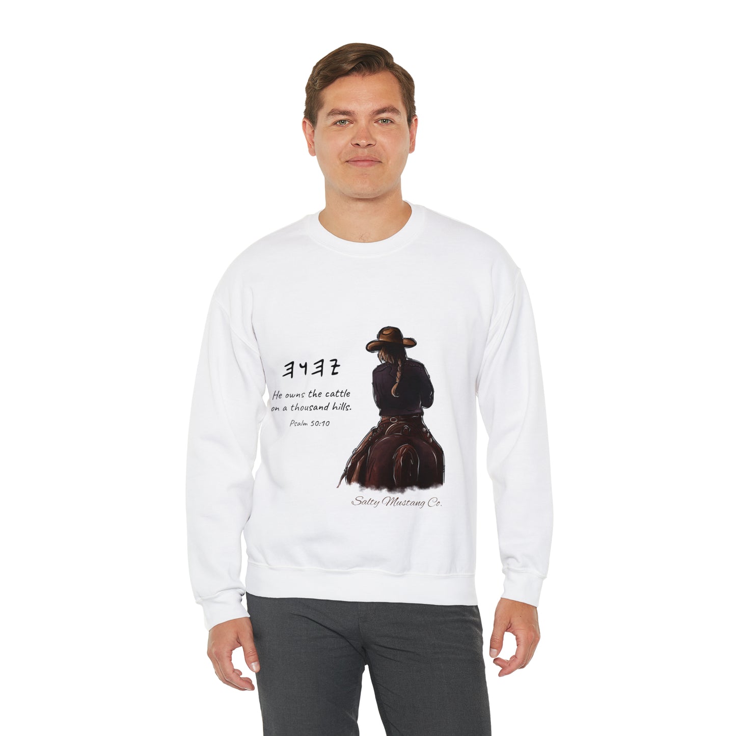 He Owns The Cattle On A Thousand Hills Cowgirl Unisex Heavy Blend™ Crewneck Sweatshirt