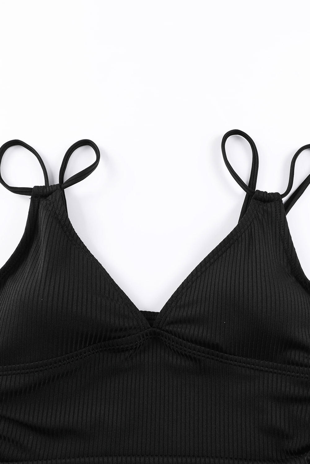 Solid Ribbed Knit Adjustable Strap One-Piece Swimsuit