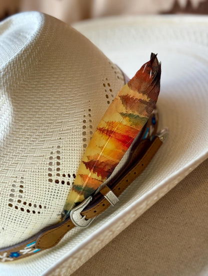 Watercolor Forest Western Hat Feather