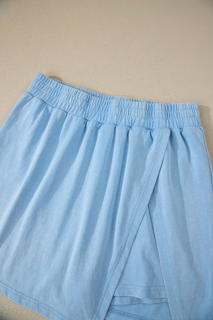Mineral Wash V-Neck Tee & Skort Set