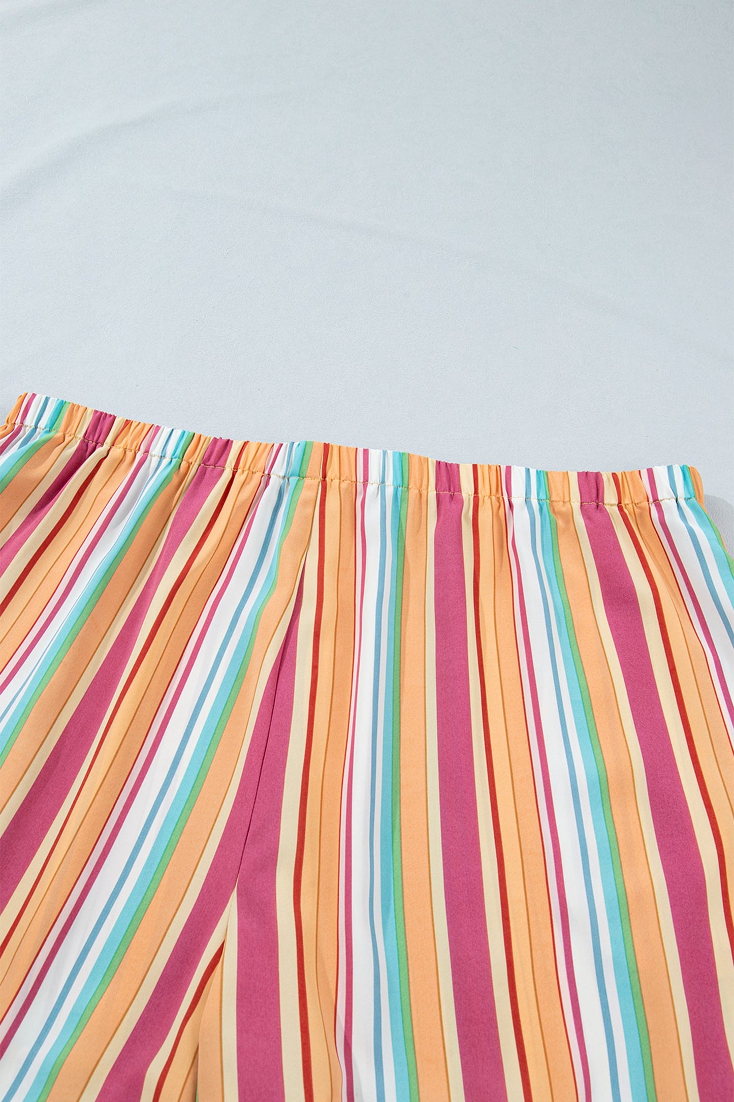 Plus Size Stripe Elastic Waist Ruffle Hem Shorts