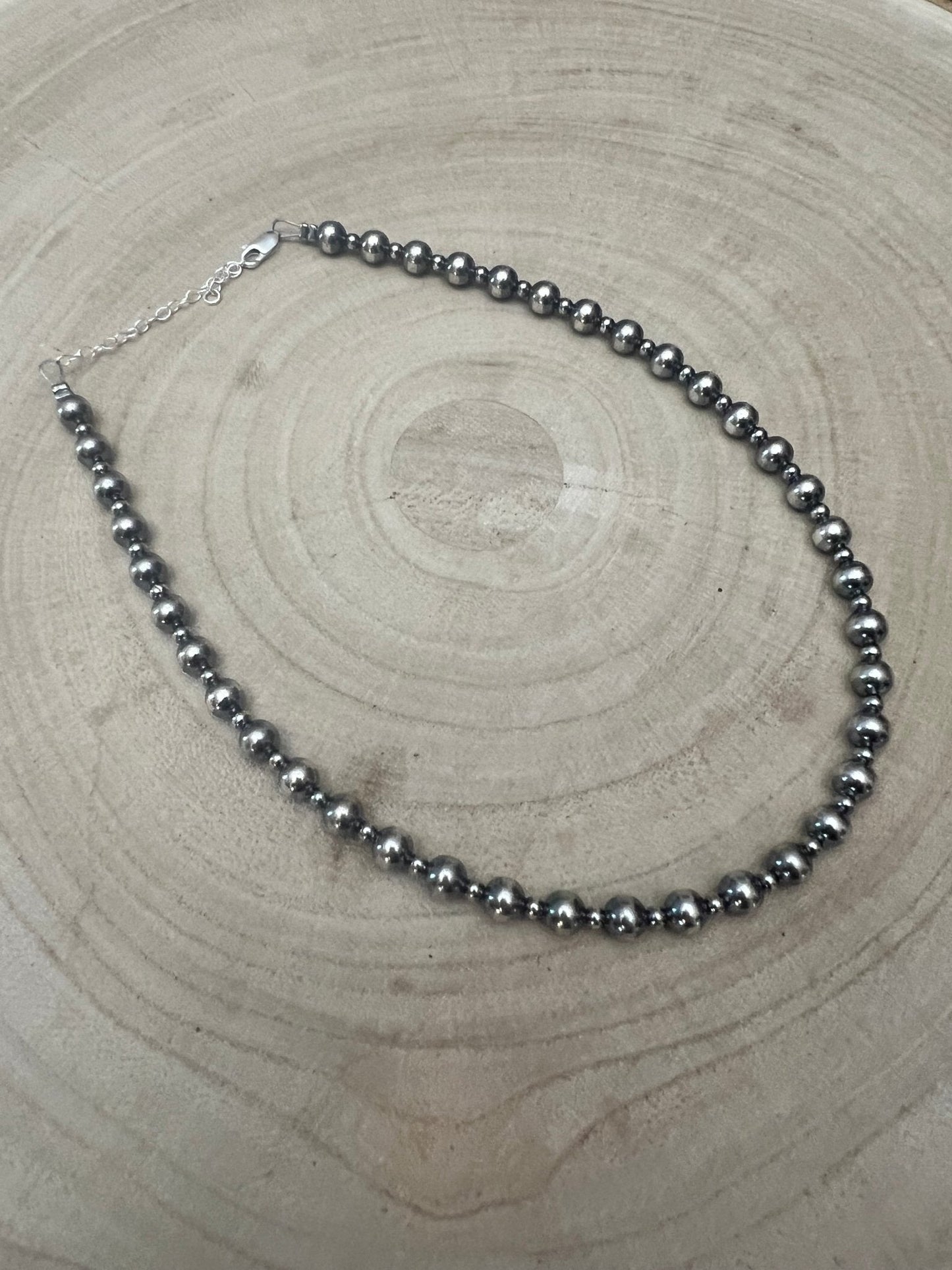 6mm & 3mm Sterling Pearl Choker — 14 inch