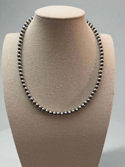 6mm Sterling Pearl Necklace — 18 inch