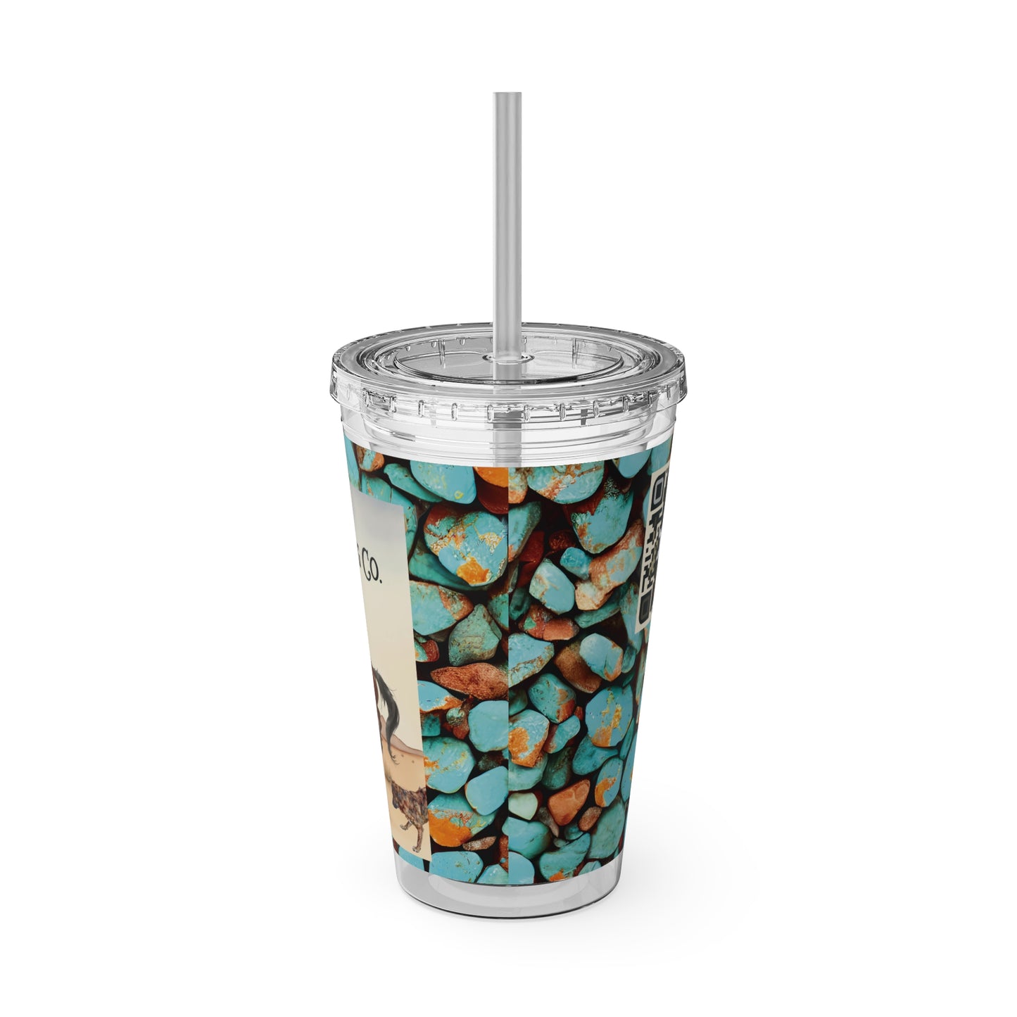 Armadillo Rodeo Watercolor Tumbler with Straw, 16oz