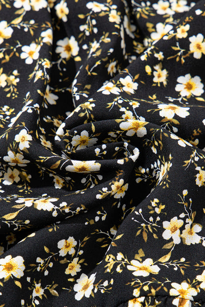 Floral Wrap V-Neck Short Sleeve Mini Dress