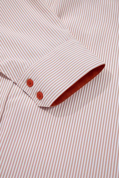 Stripe Colorblock Patchwork Frilled Collar Shirt
