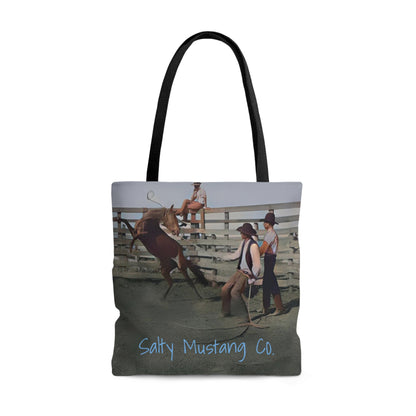 Two-Sided Bucking Horse AOP Tote Bag With Southwestern Pattern