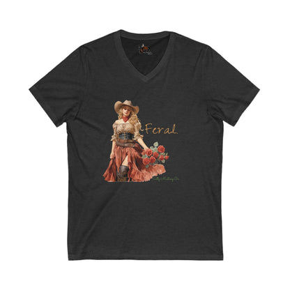 Feral Cowgirl Short Sleeve V-Neck Tee