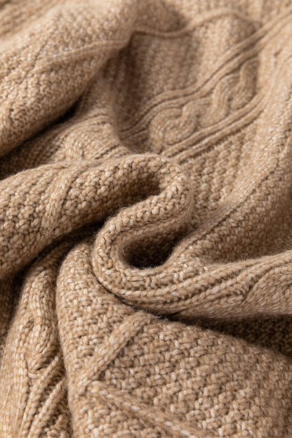 Solid Cable Knit Drop Shoulder Sweater Dress