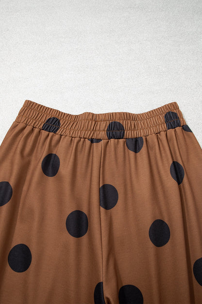 Polka Dot Elastic Waist Wide Leg Pants