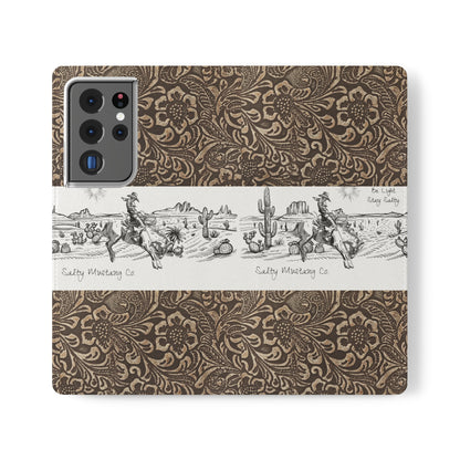 West Texas Bronc Rider, Leather Print Flip Cases - Android