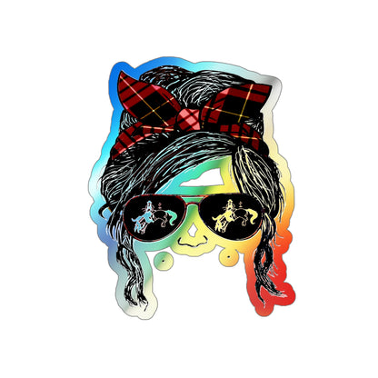 Salty Mustang Co. Heidi Messy Bun Holographic Die-cut Stickers