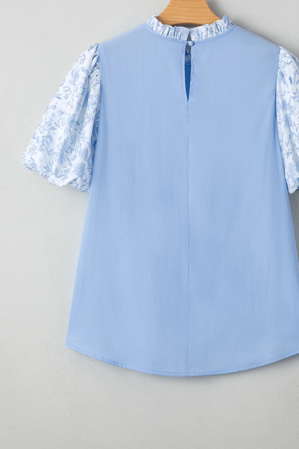 Floral Lace Patchwork Puff Sleeve Blouse