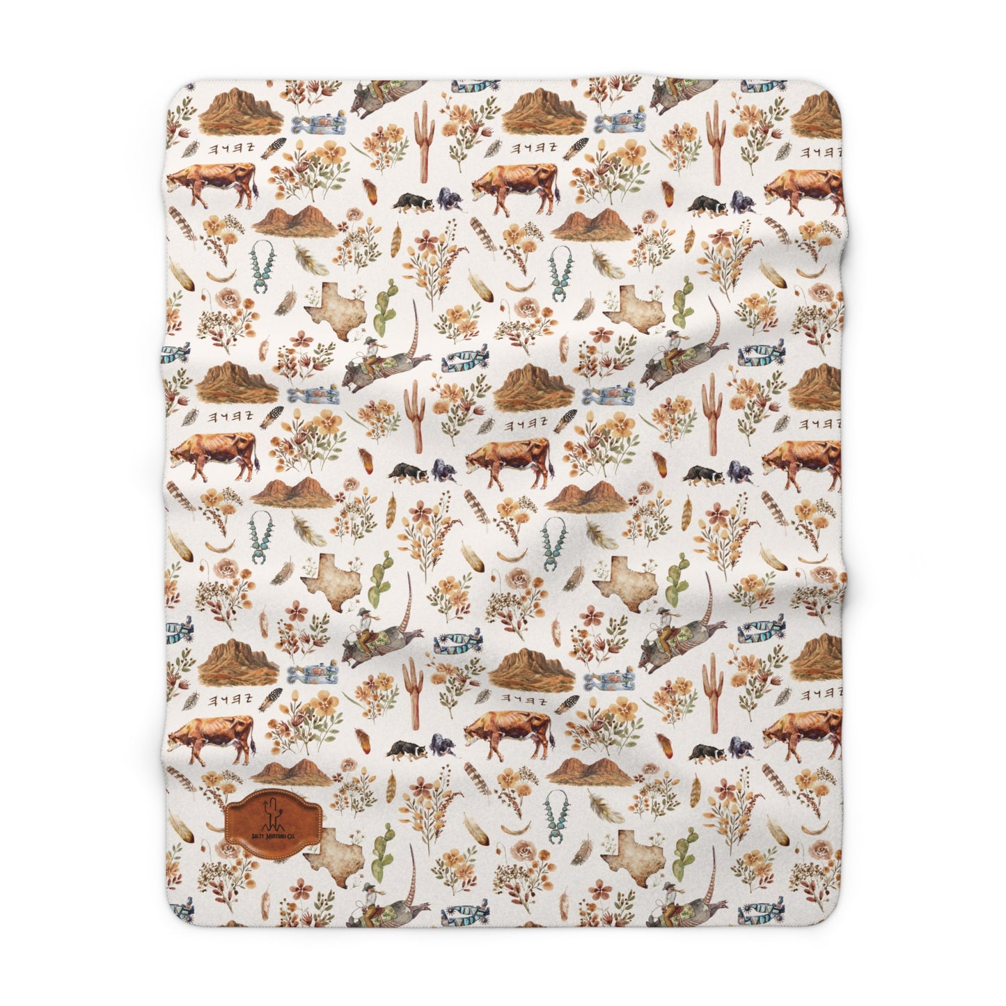 Armadillo Rodeo Sherpa Fleece Blanket