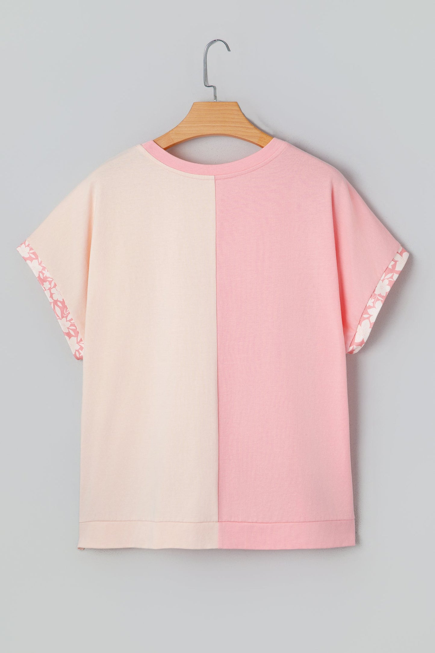 Colorblock Flower Patch Short Sleeve T-Shirt