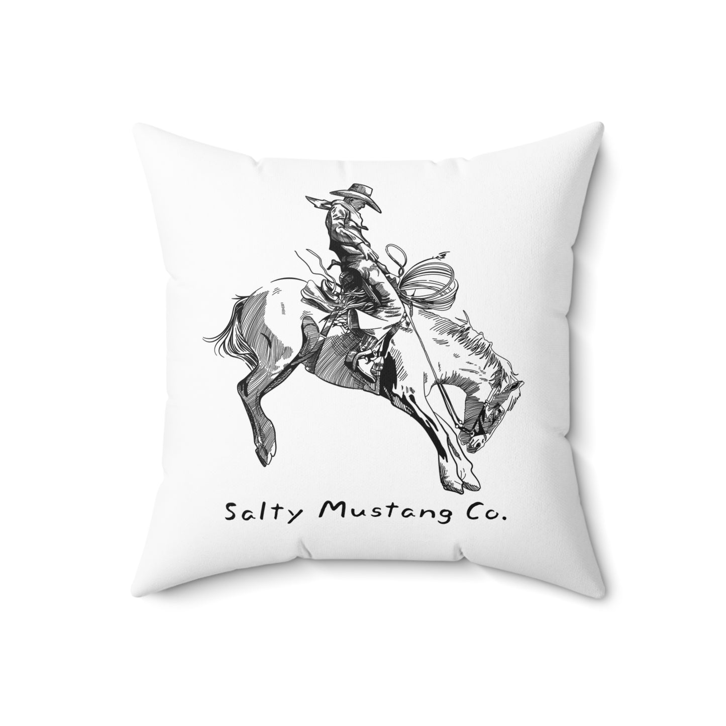 Bucking Horse Faux Suede Square Pillow