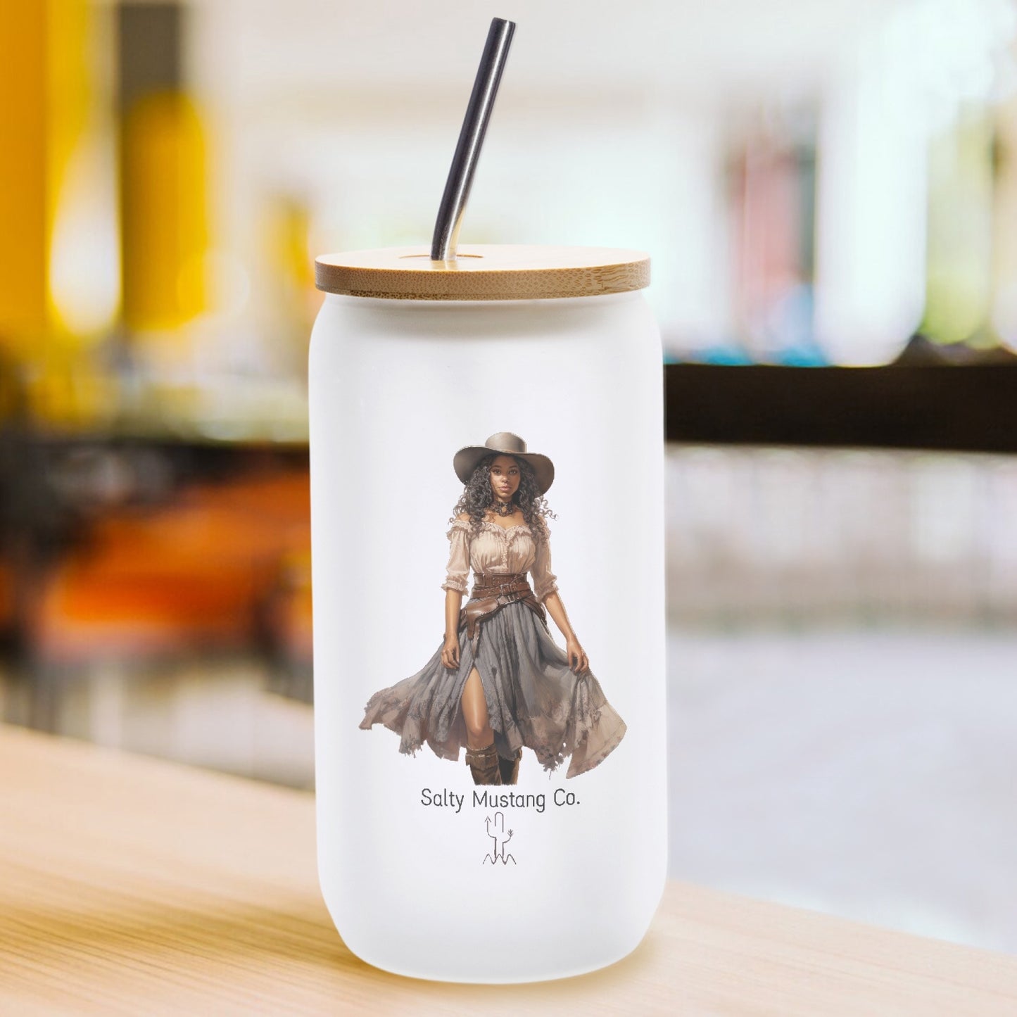 Laredo Cowgirl Frosted Glass Cup