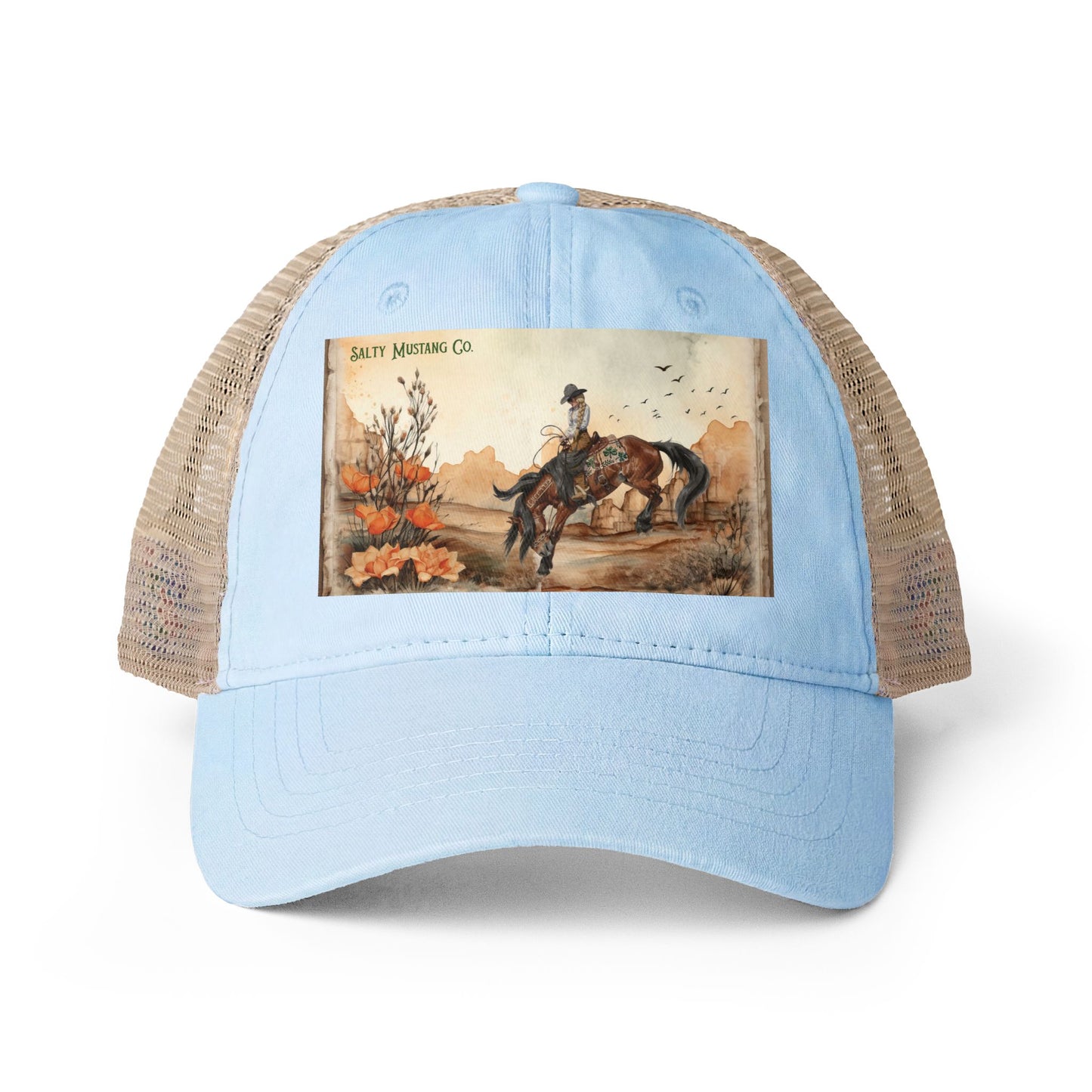 Canyon Flower Women's Washed Mesh-Back Cap With Concealed Ponytail Opening