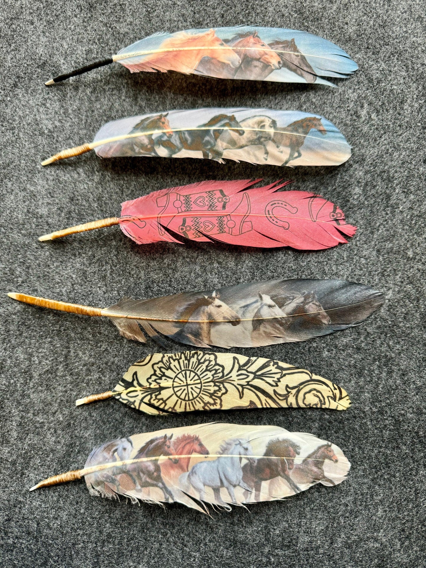 Blue Wild Horses Western Hat Feather