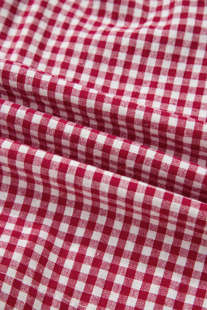 Plus Size Gingham Plaid Ruffle Contrast Trim Shorts