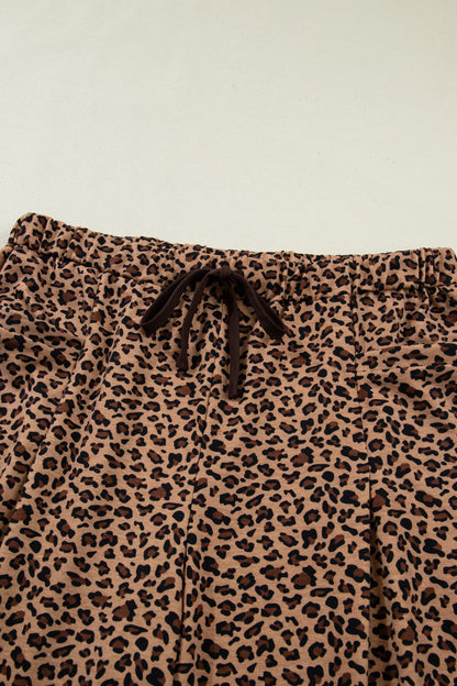 Plus Size Leopard Top & Pleated Pants Set
