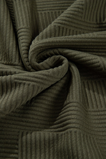 Solid Textured Drop Shoulder Sweatshirt w/ Pockets