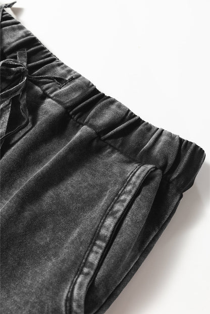 Mineral Wash Tiered Drawstring Wide Leg Pants