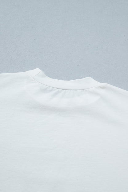 Solid Asymmetric Lace Hem Patchwork T-Shirt