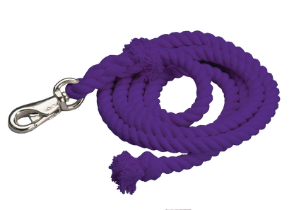 Cotton Lead Ropes - 10' with Bullsnap, Various Colors