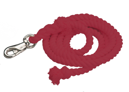 Cotton Lead Ropes - 10' with Bullsnap, Various Colors