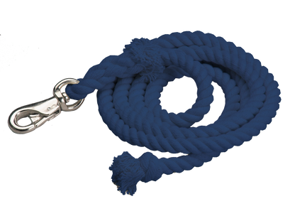 Cotton Lead Ropes - 10' with Bullsnap, Various Colors