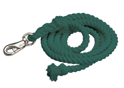 Cotton Lead Ropes - 10' with Bullsnap, Various Colors