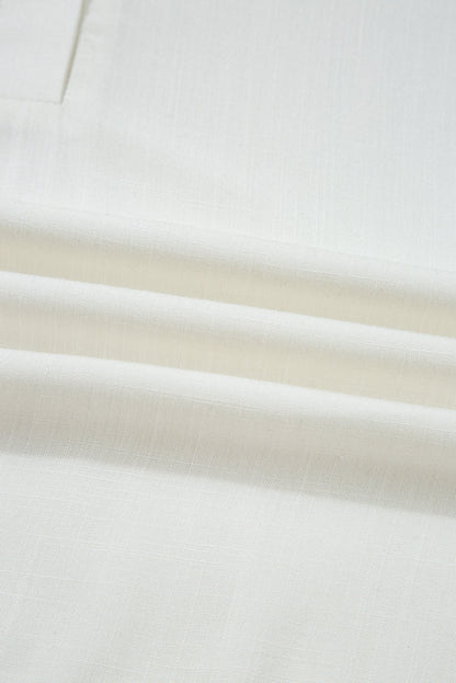 Solid Collared Drop Shoulder Puff Long Sleeve Shirt