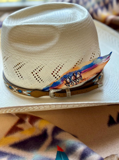 Watercolor Horses Hat Feather