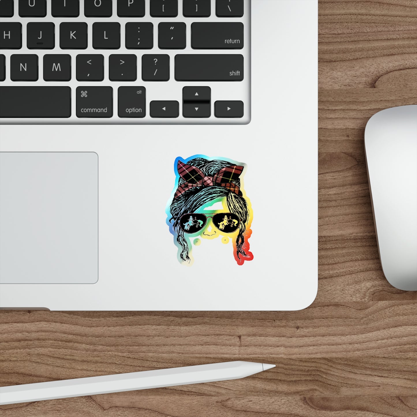 Salty Mustang Co. Heidi Messy Bun Holographic Die-cut Stickers