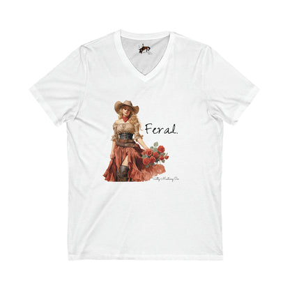 Feral Cowgirl Short Sleeve V-Neck Tee