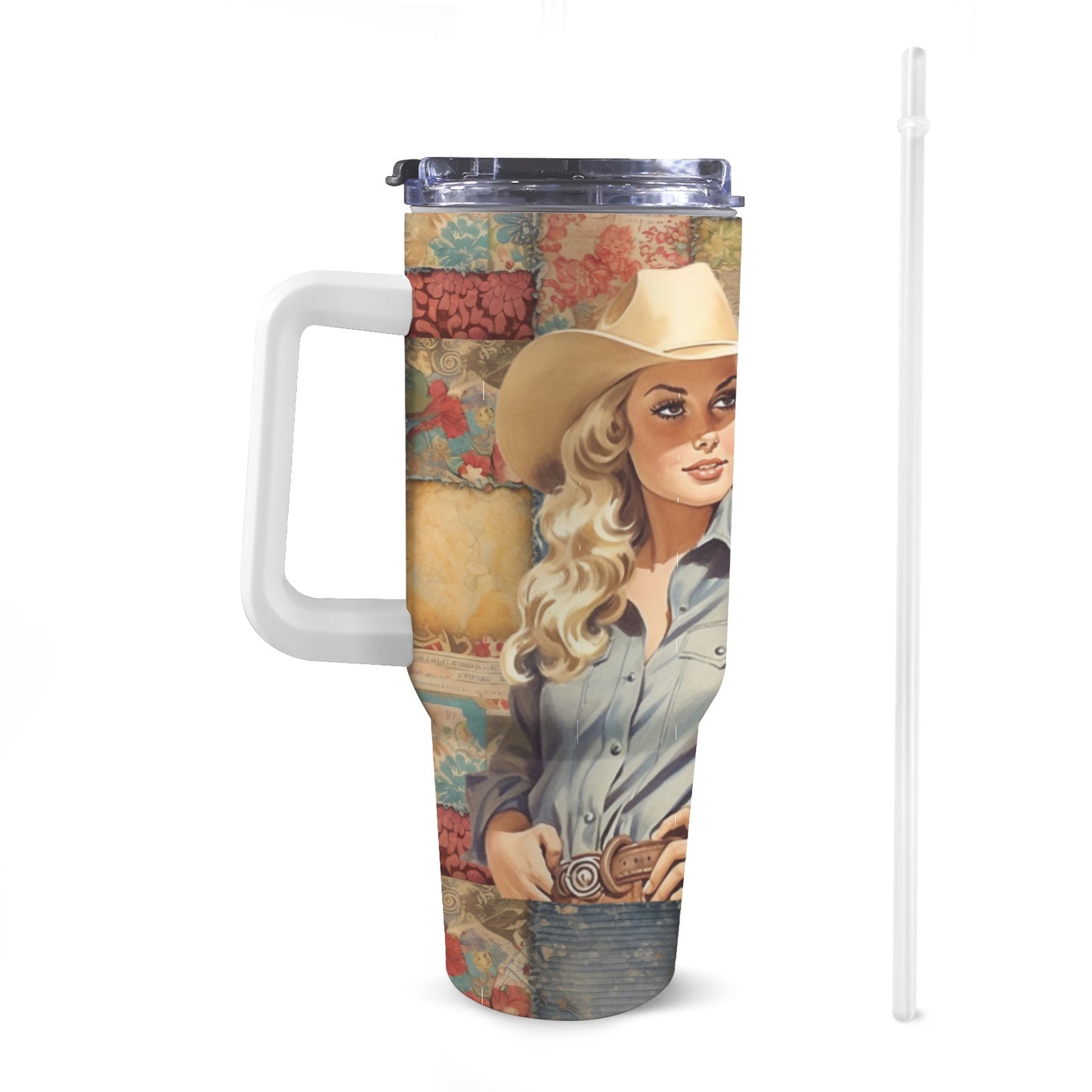 Stockyards Cowgirl Patchwork 40 oz Tumbler