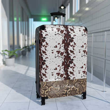 Cow Hide Leather Print Suitcase