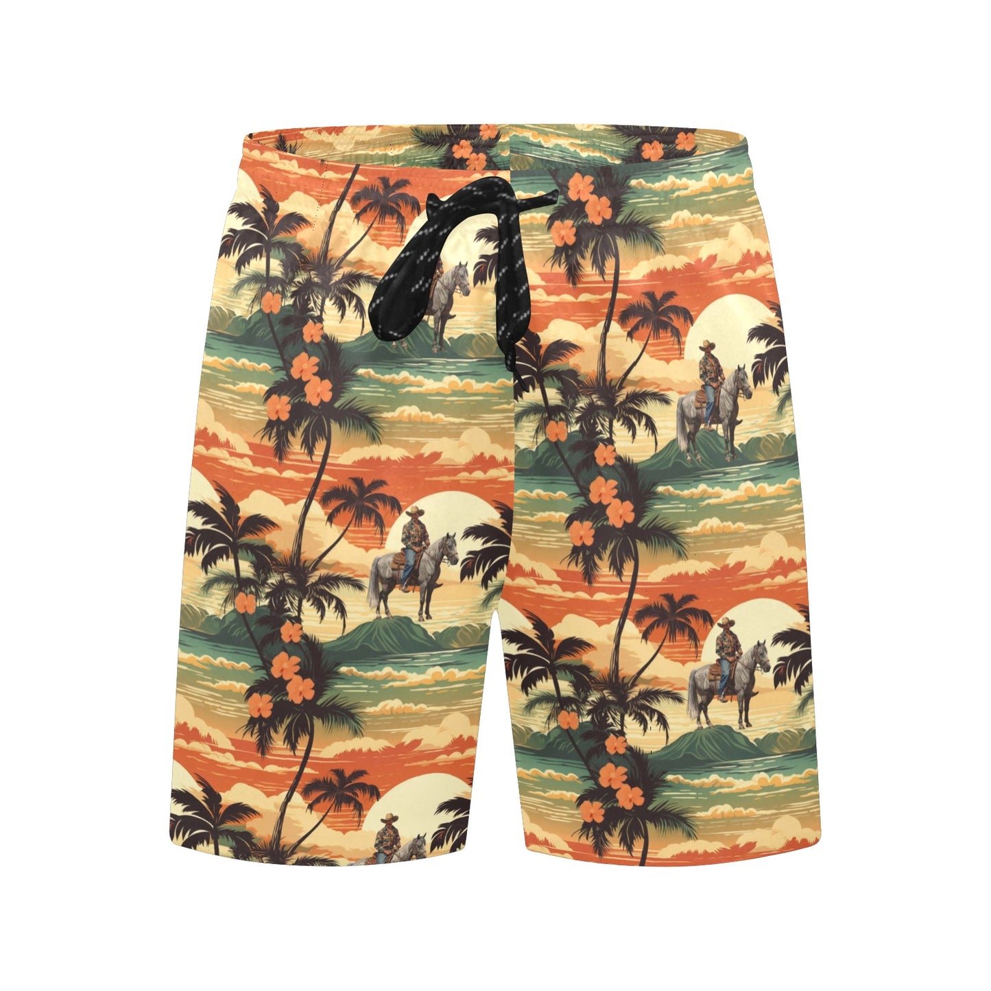 Paniolo Sunset Men's Mid-Length Beach Shorts