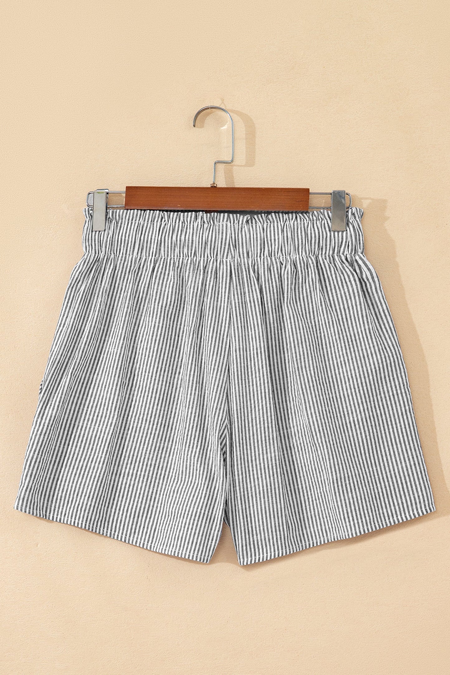 Stripe Lace-Up Elastic Waist Pocketed Shorts