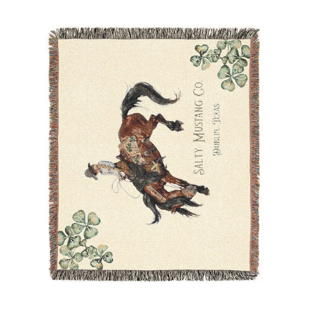 Salty Mustang Co. Dublin, Texas Woven Blanket 100% Cotton
