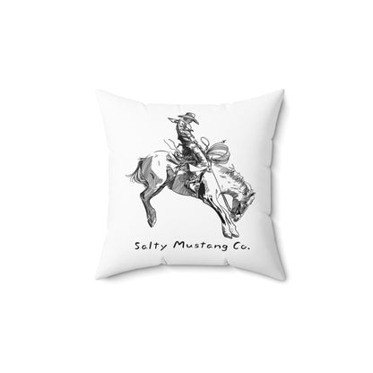 Bucking Horse Faux Suede Square Pillow