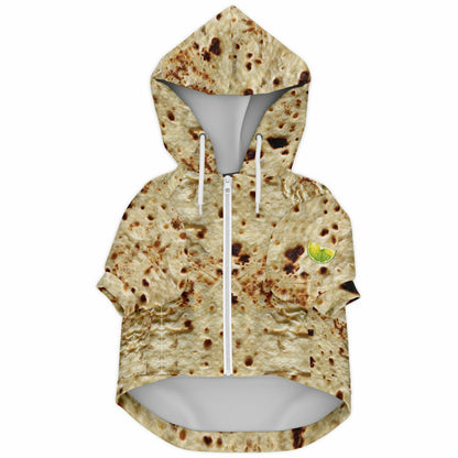 Tortilla Print with Lime Fashion Dog Zip-Up Hoodie