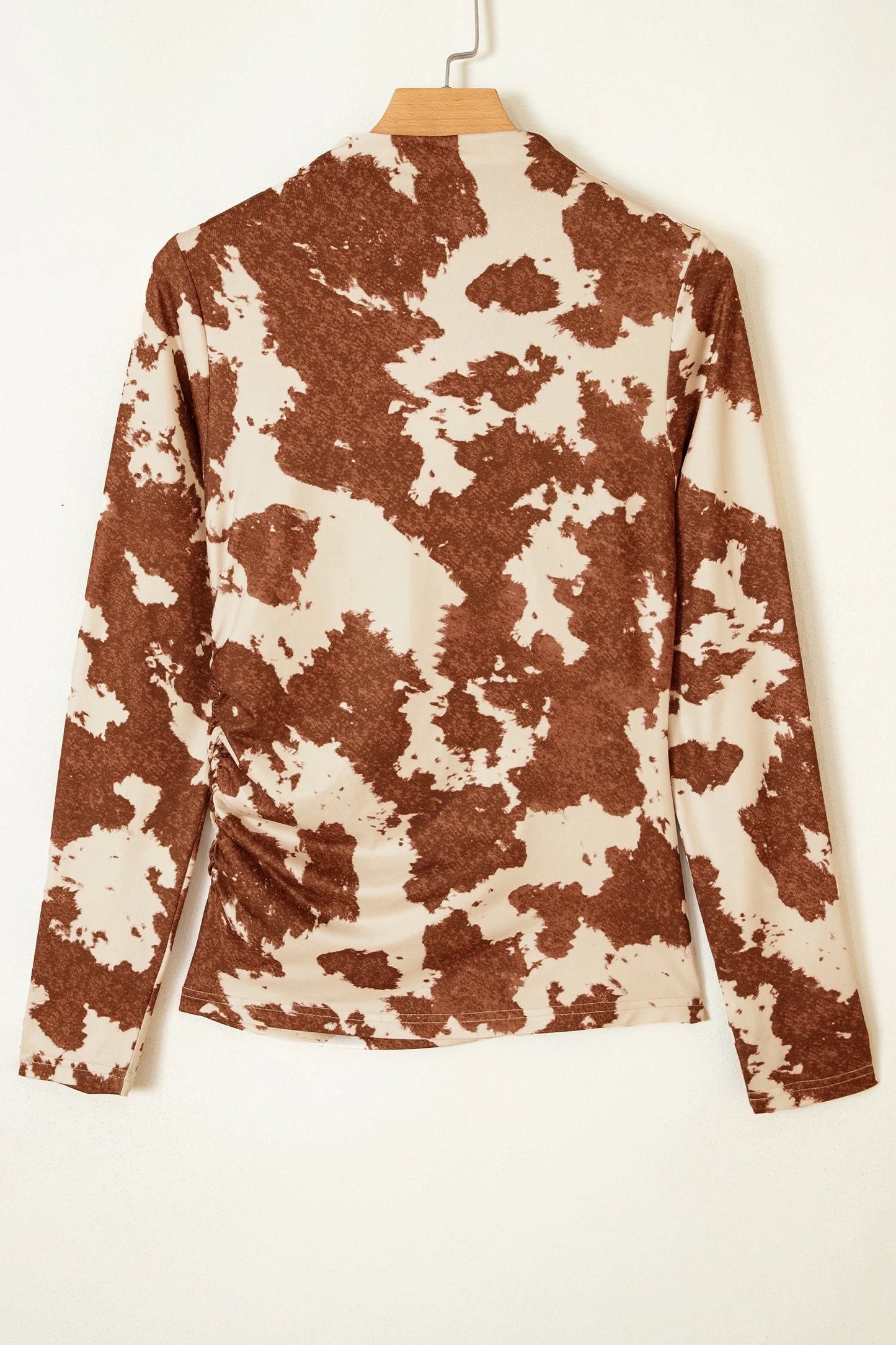 Western Cow Mock Neck Long Sleeve Top