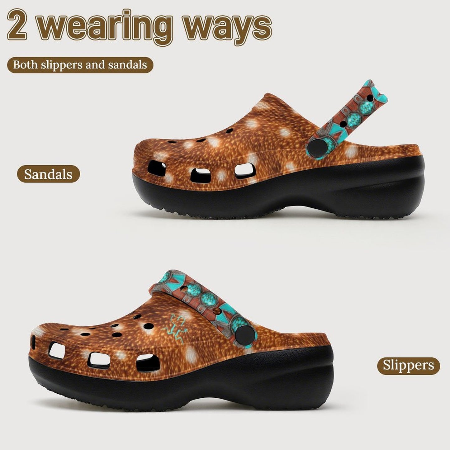 As The Deer Pants For Water High-Heeled Salty Clogs