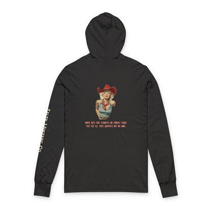 "Mama Says That Cowboys Are Ornery 'Cause They Got All Them Jackpots But No Wins" Vintage Cowgirl Unisex Hooded Long Sleeve Tee