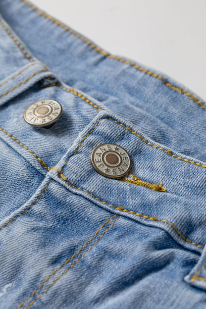 Distressed Denim Asymmetric Raw Hem Shorts