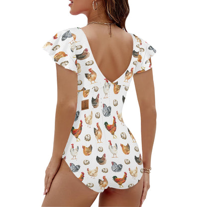 Prettiest Little Hen House In Texas Ruffle Sleeve Swimsuit